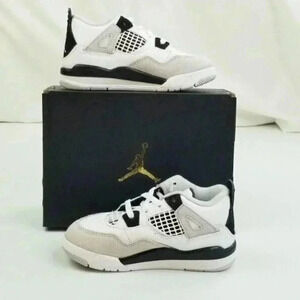 Nike Air Jordan 4 Retro TD White Military Black Shoe Size 9c Toddlers BQ7670-111